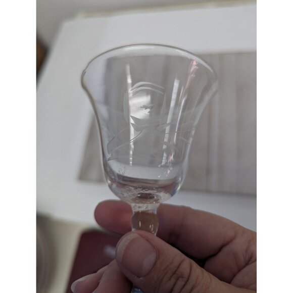 Set Of 2 Martini Glasses Vintage Etched Wheat Pattern 4 7/8" Tall - Picture 6 of 9